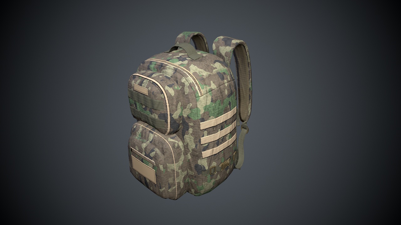 Media 1 for listing Game-Ready Low Poly Army Bag with High-Quality PBR Textures