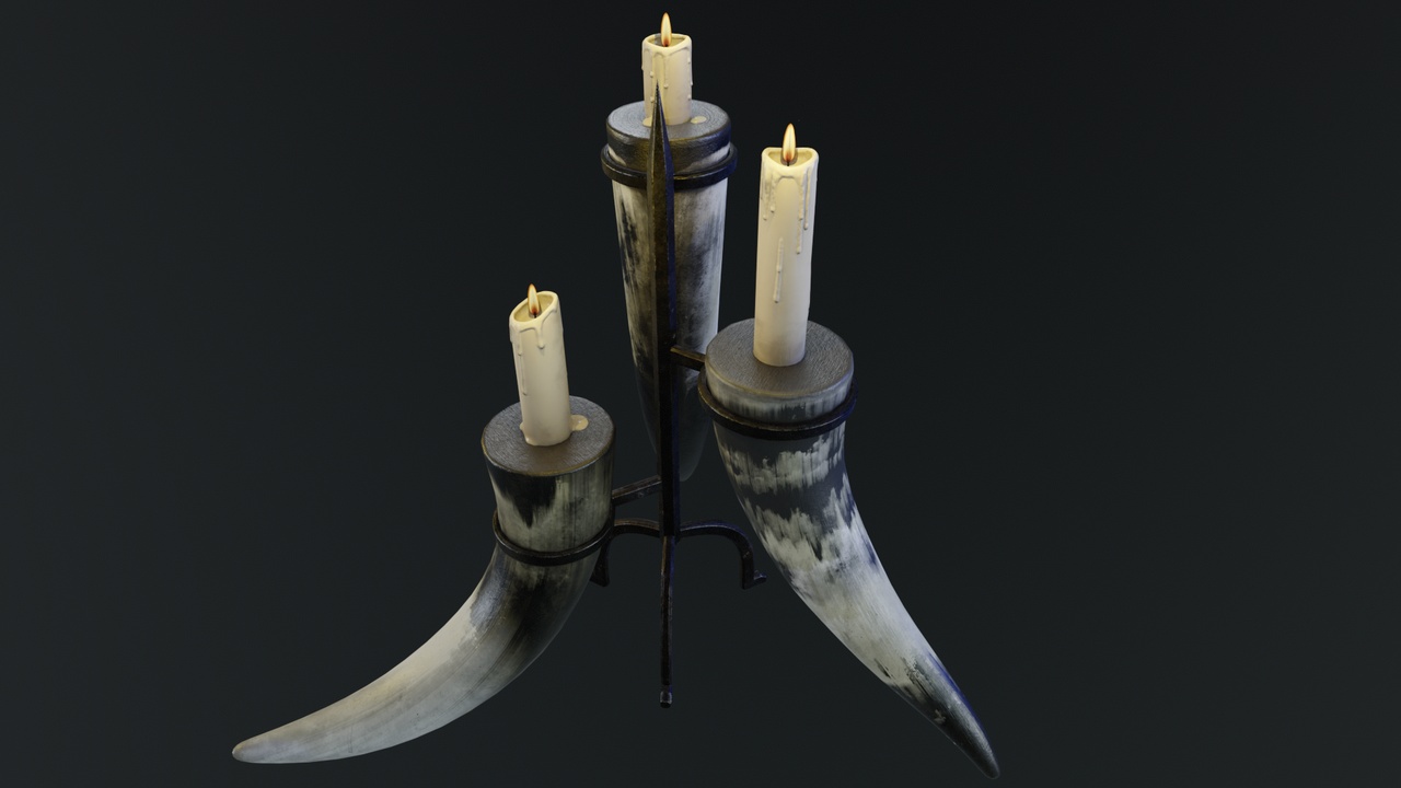 Media 1 for listing Game Ready Dark Fantasy Horn Candelabrum