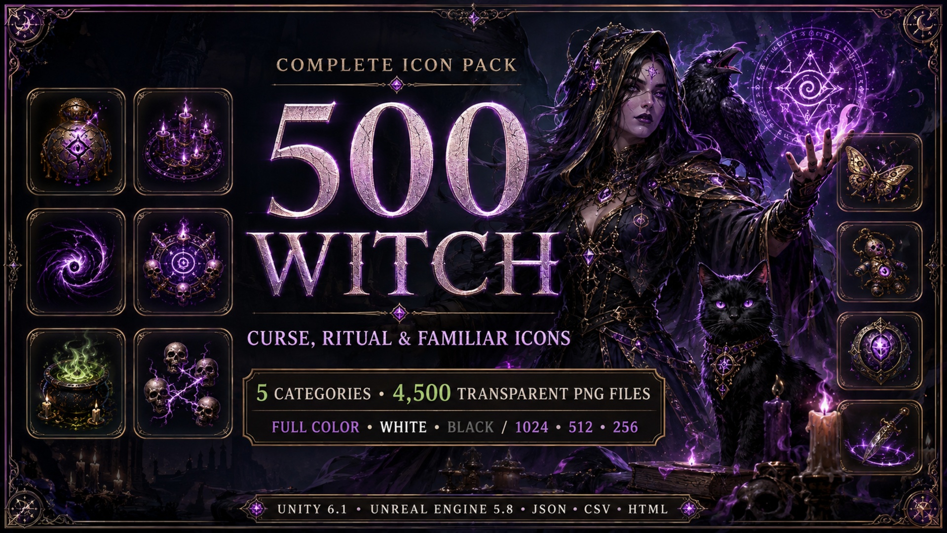 Media 1 for listing 500 Witch & Hexer Curse, Ritual & Familiar Ability Icons