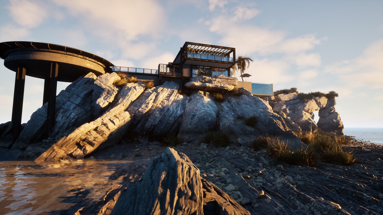 Media 1 for listing Luxury Islet Estate 01 – Helipad Penthouse – Cliffside Cave