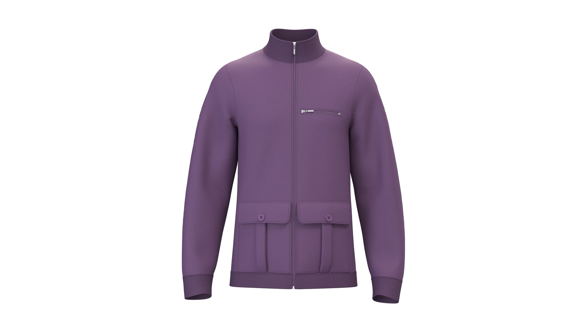 Media 1 for listing Men Dusty Purple Full - Zip High Neck Jacket | High Poly