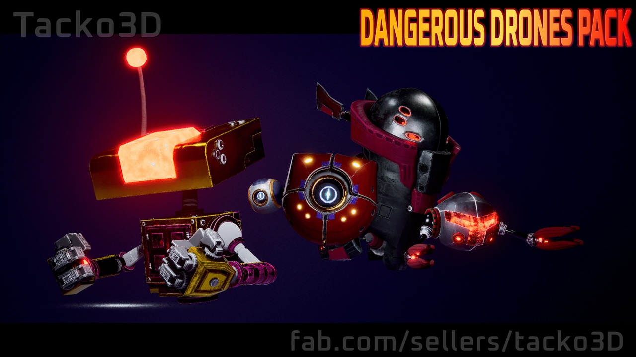 Media 1 for listing Dangerous Drones pack - Customizable Robot Characters