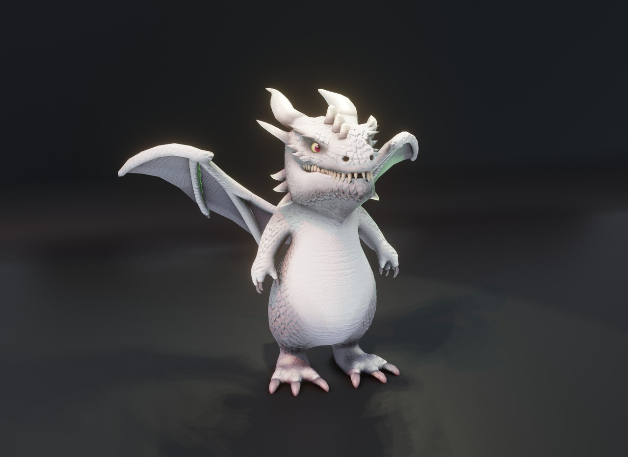 商品 Cartoon White Dragon Animated 3D Model 的媒体 1