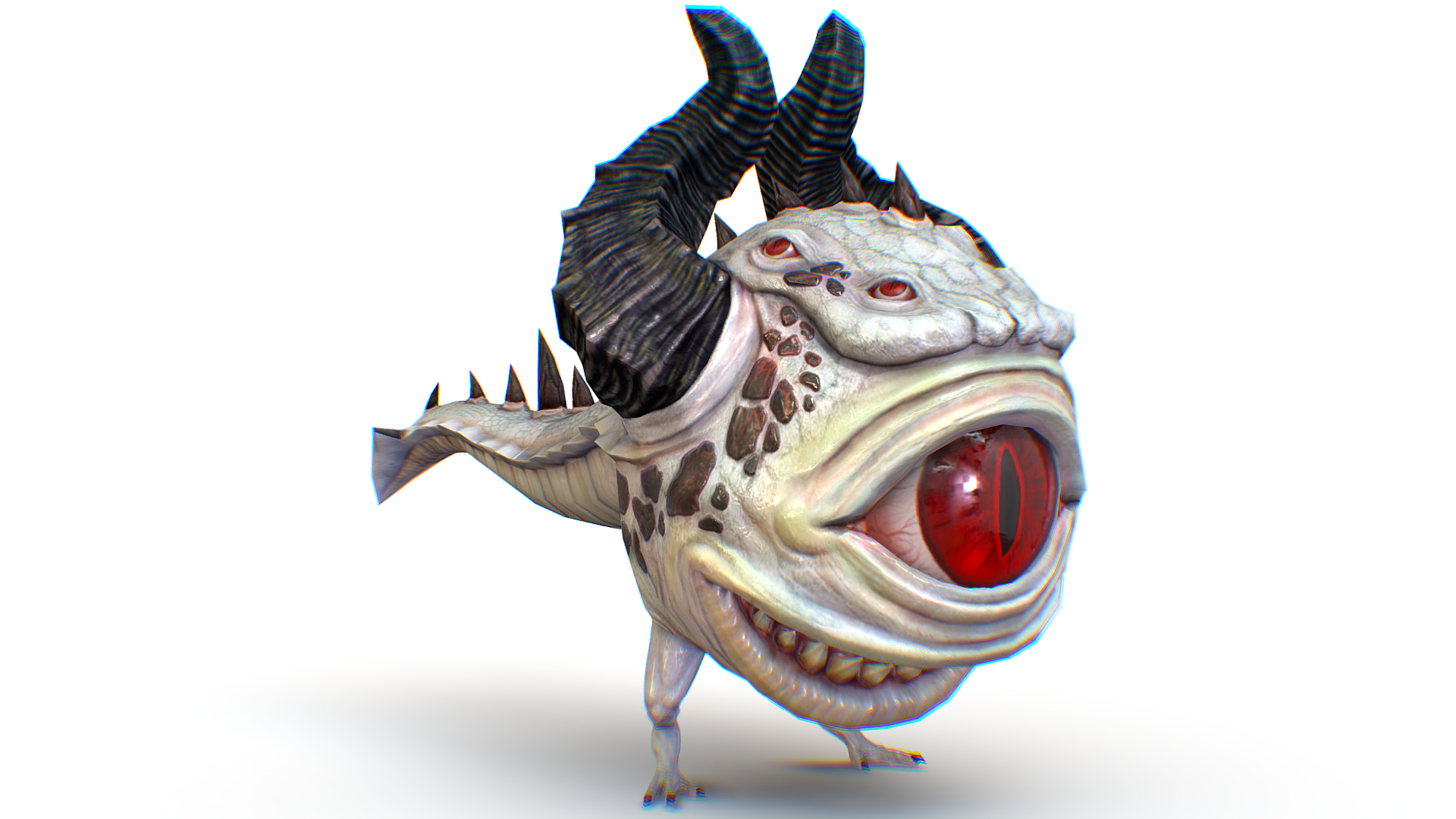 Watcher Monster Lizard One Big Eye Creature Character Mutant Horns Claw ...
