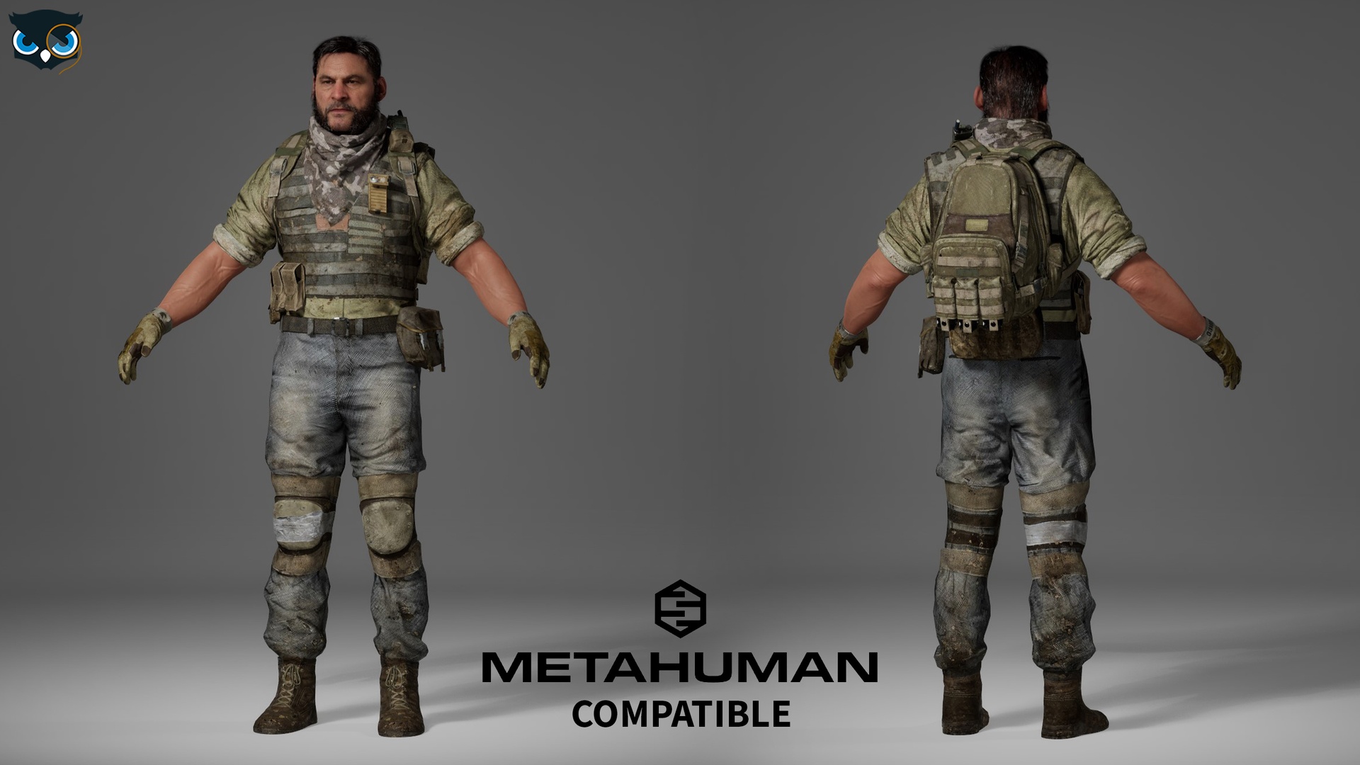 Media 1 for listing Realistic Desert Soldier Clothing  Metahuman Compatible Asset