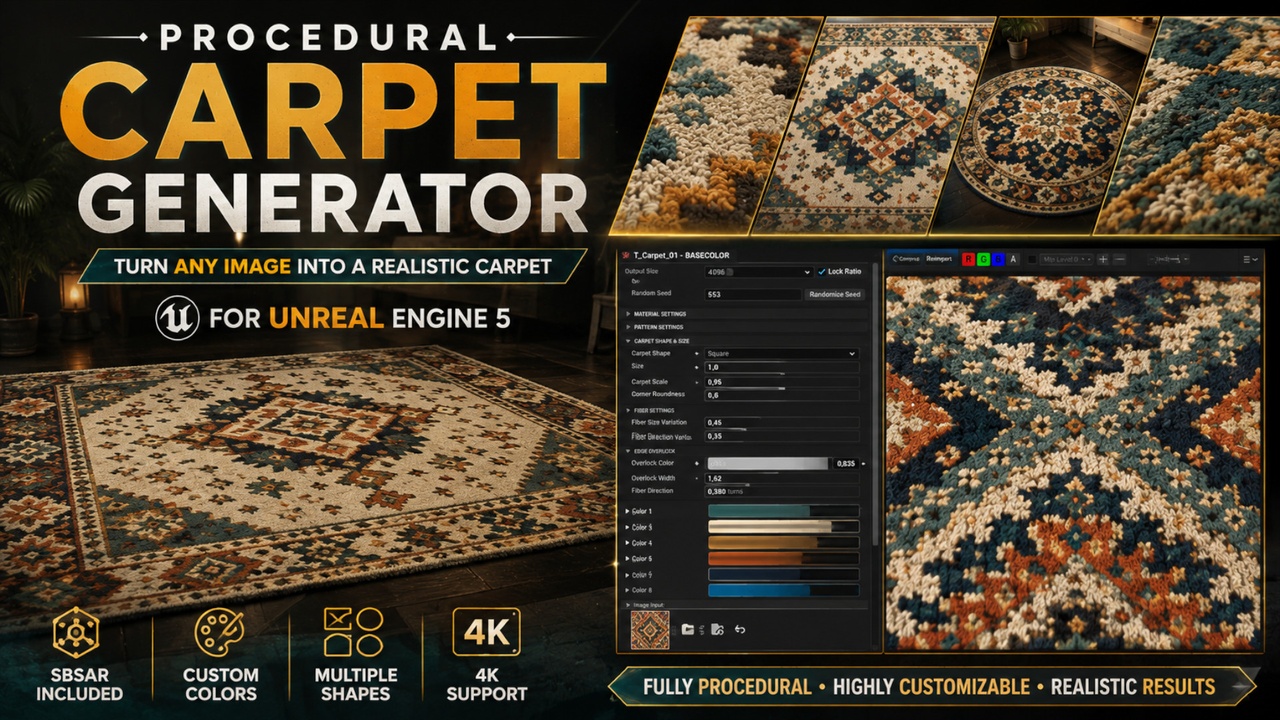 Media 1 for listing Procedural Carpet Generator – Image to PBR Carpet