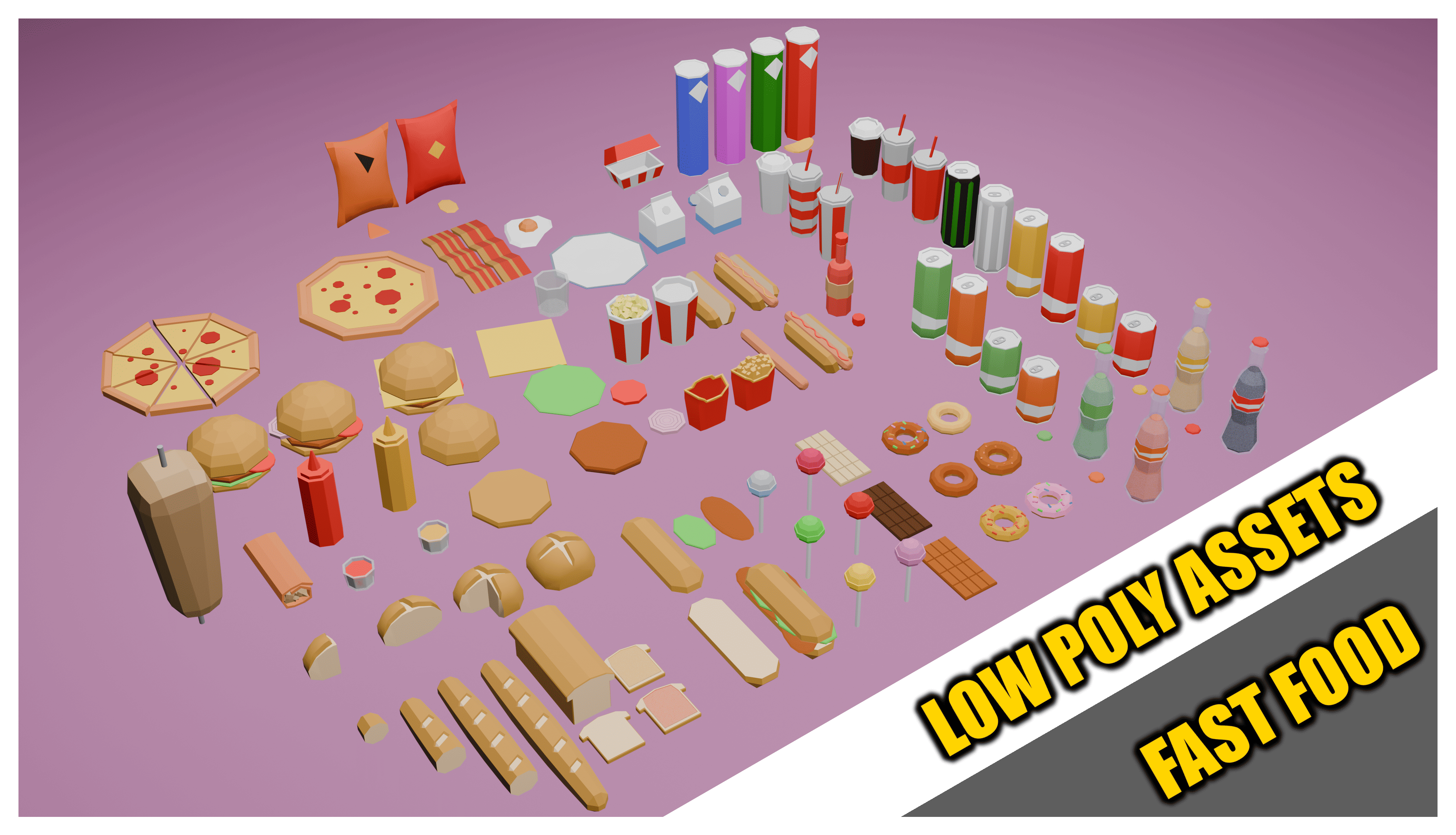 Fast Food Low Poly Assets | Fab