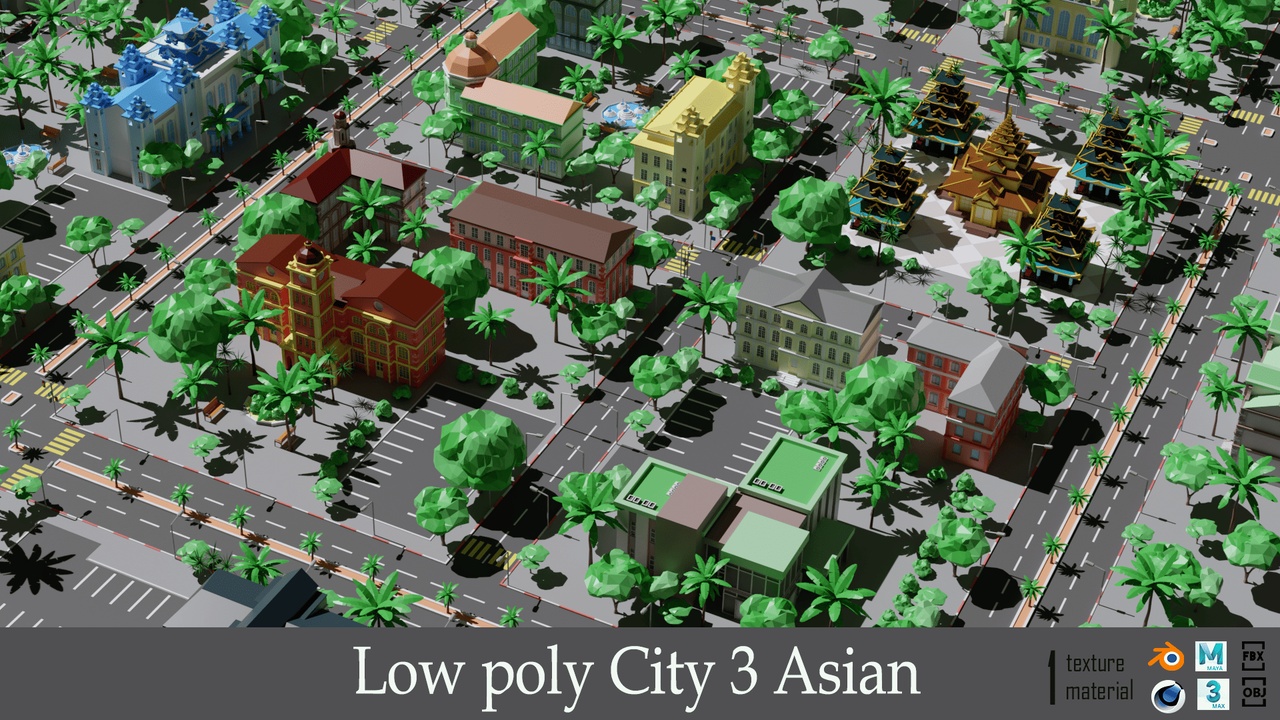Cartoon City 3 Asian- Low-poly asset pack 제품 등록을 위한 미디어 1개