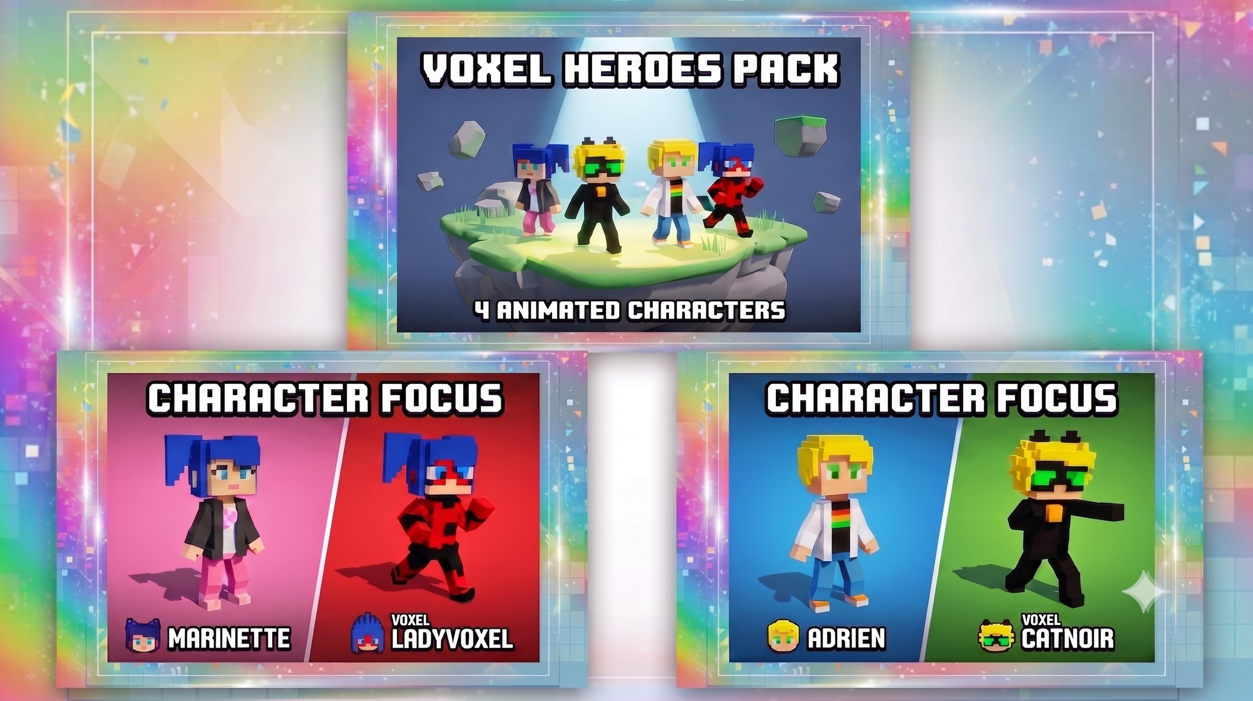 Media 1 for listing Voxel Hero Duo Pack - Stylized Animated Characters