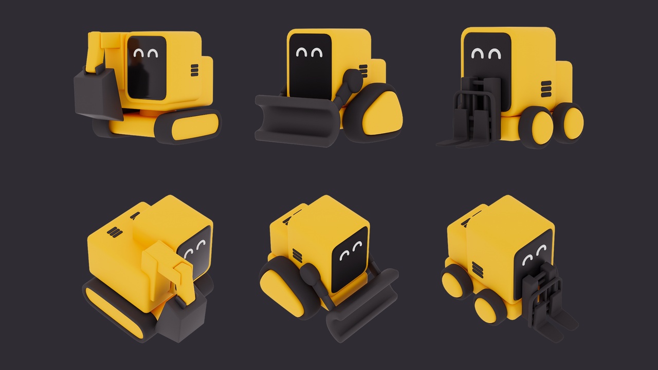 Cute Construction Robot Character Pack | Fab
