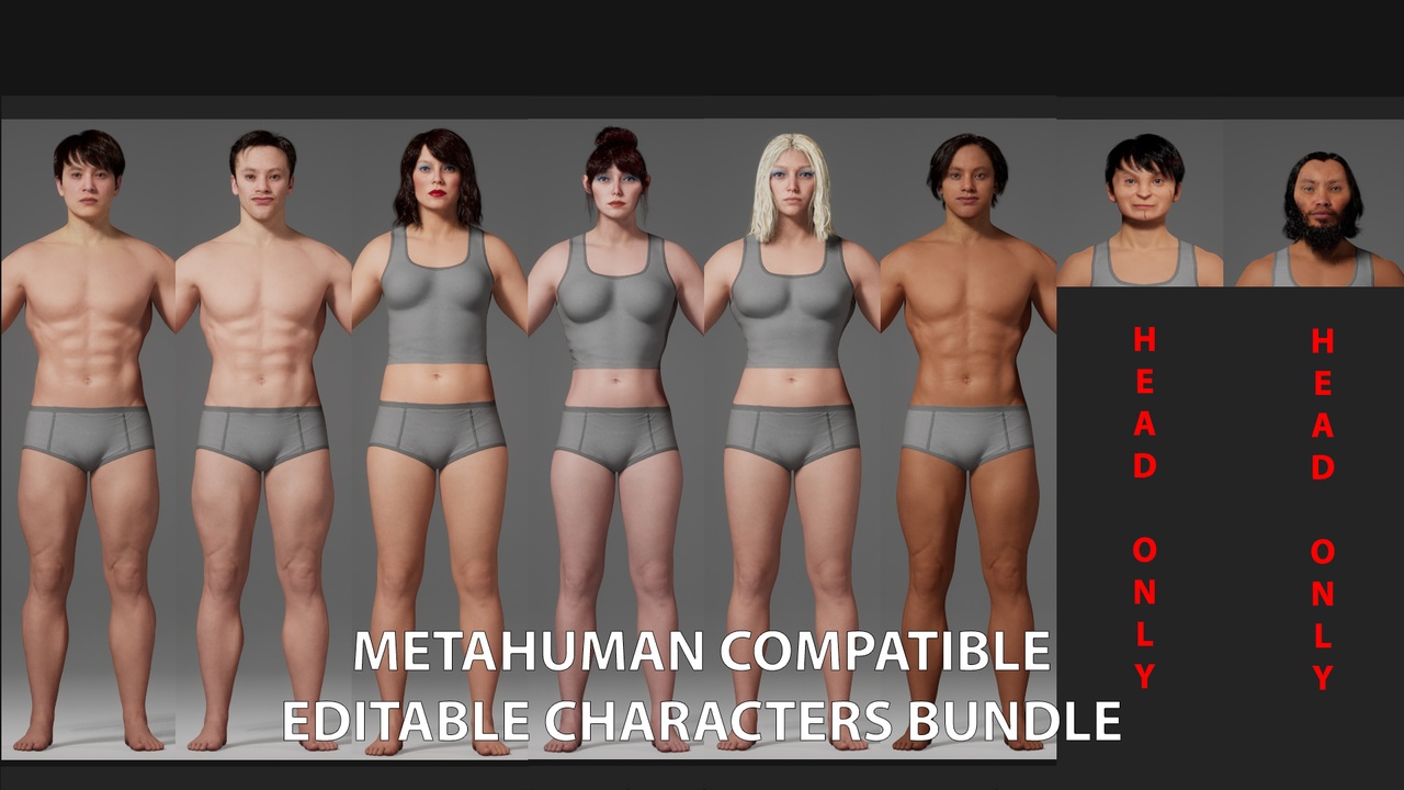 Media 1 for listing MetaHuman Compatible Editable Characters Bundle