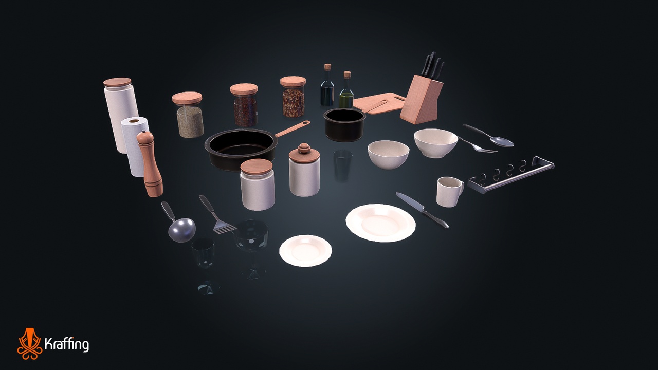 Media 1 for listing Kitchen Accessories V1 – Stylized Props – Game Ready PBR