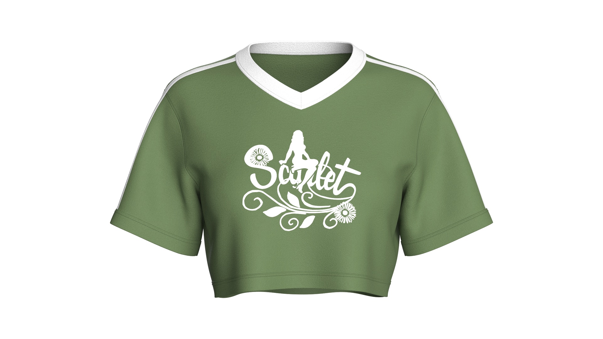 Media 1 for listing Girls V-Neck Printed Crop Top | High Poly