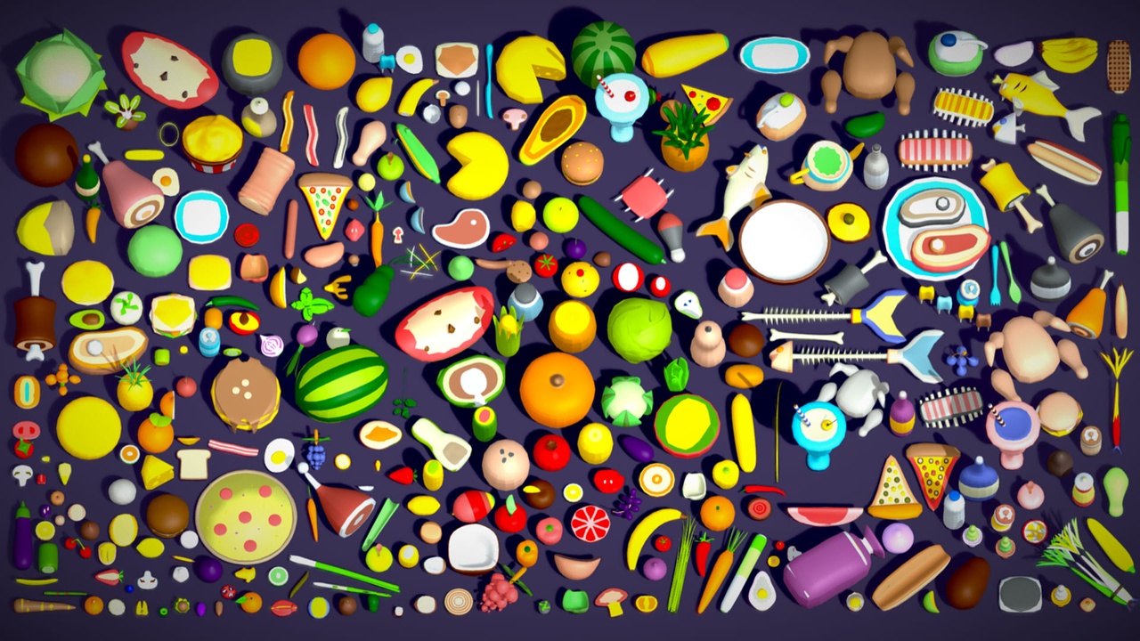 File multimediali per l'articolo Food Pack - 310+ Foods Mega Pack - Low poly Vegetable Fruits Drink Veg & Non Veg: 1