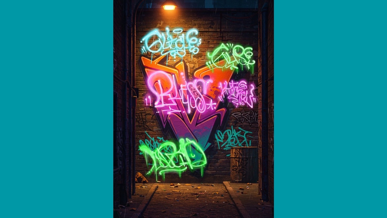 Media 1 for listing Graffiti neon tags -Cyberpunk