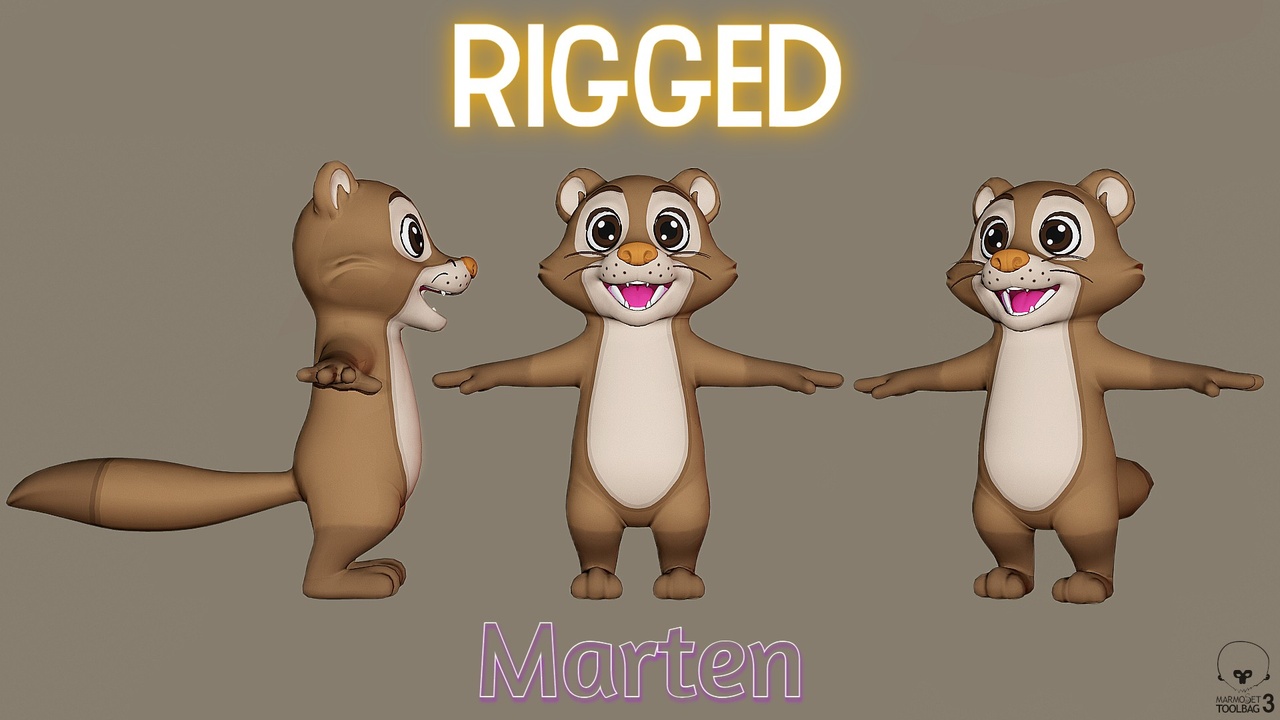 Media 1 for listing Rigged Light Brown Ferret Low-poly 3D model