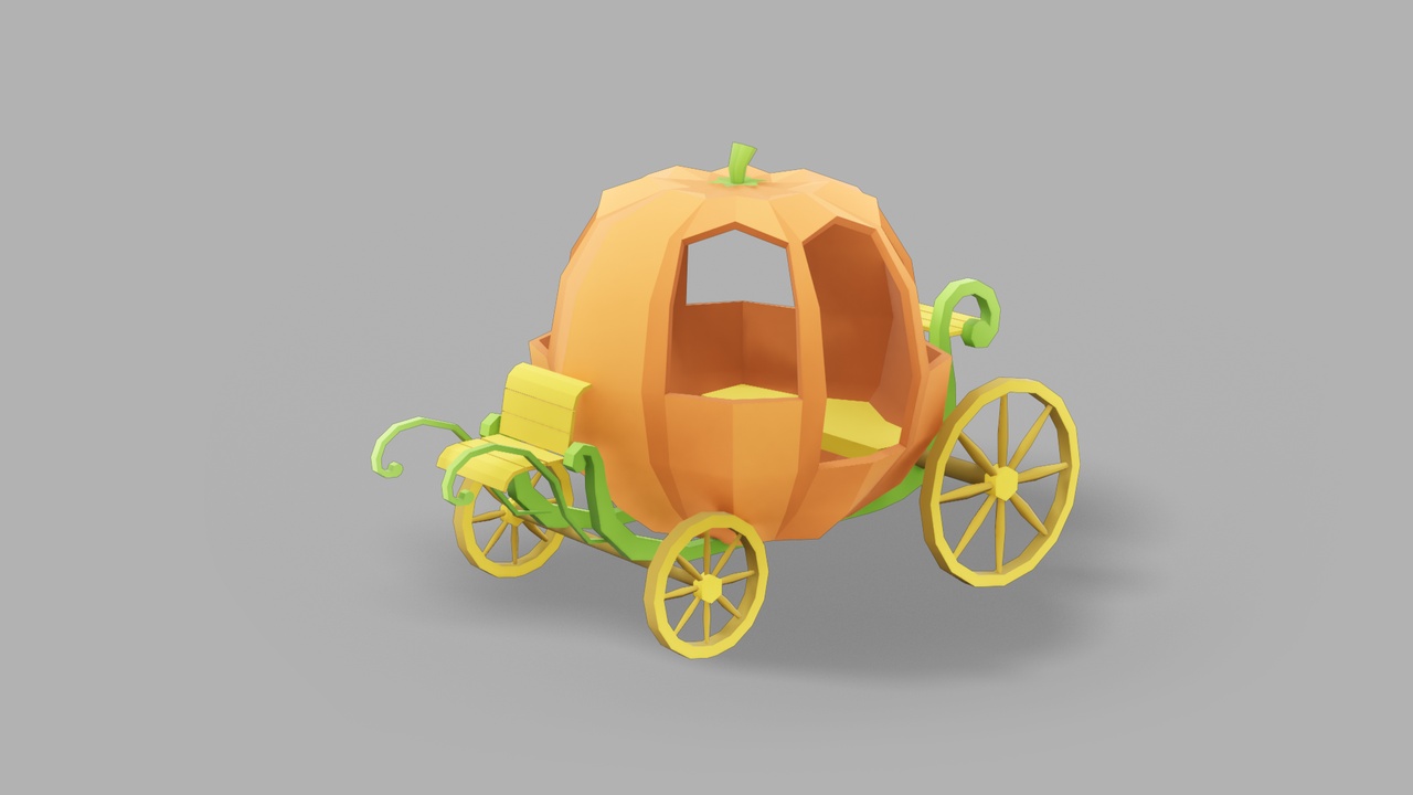 Media 1 for listing Low Poly Stylized Pumpkin Carriage –Vehicle 3D Model for Unreal Environment