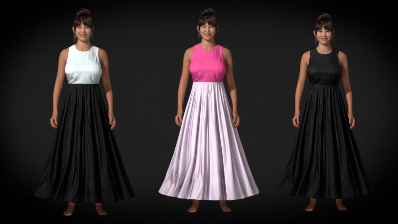Media 1 for listing Parametric Sleeveless A-Line Maxi Dress – MetaHuman Compatible