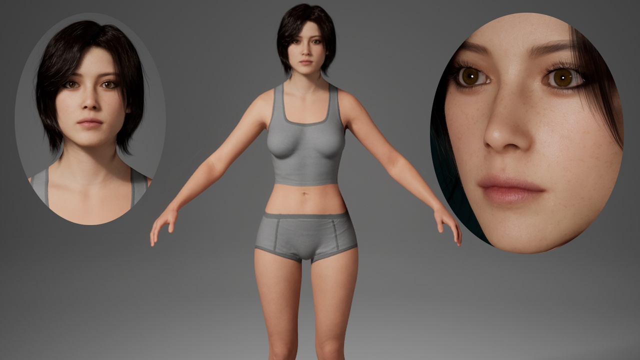 Media 1 for listing Editable MetaHuman Beauty - Pan Roumei.With hair, no clothing included.