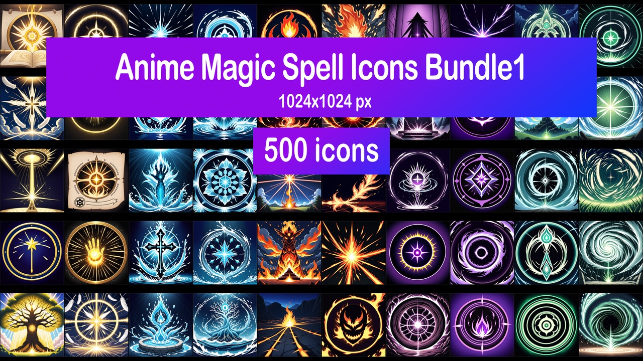 Media 1 for listing Anime Magic Spell Icons Bundle1
