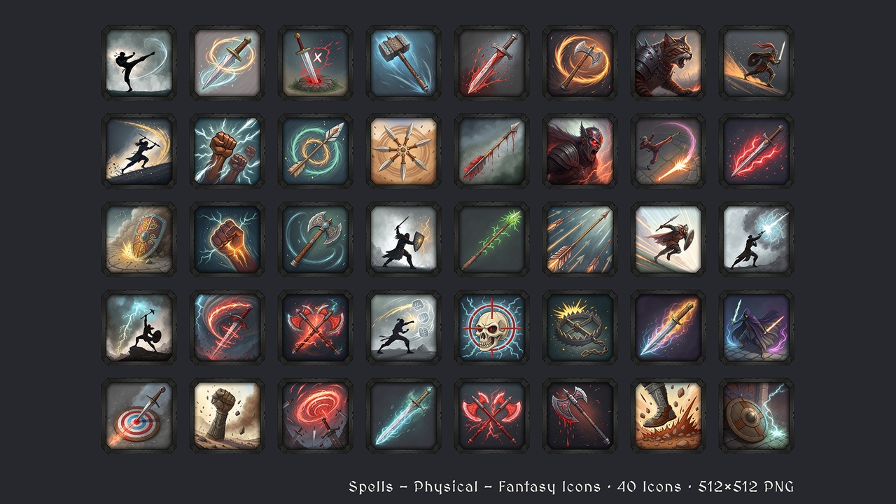 Media 1 for listing Spells - Physical - 40 Fantasy Icons [512x512 HD]