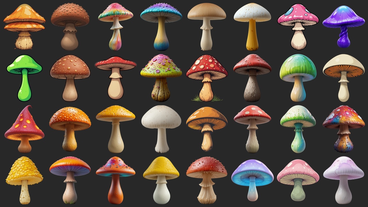 Media 1 for listing 150 Forest Mushrooms - Icons
