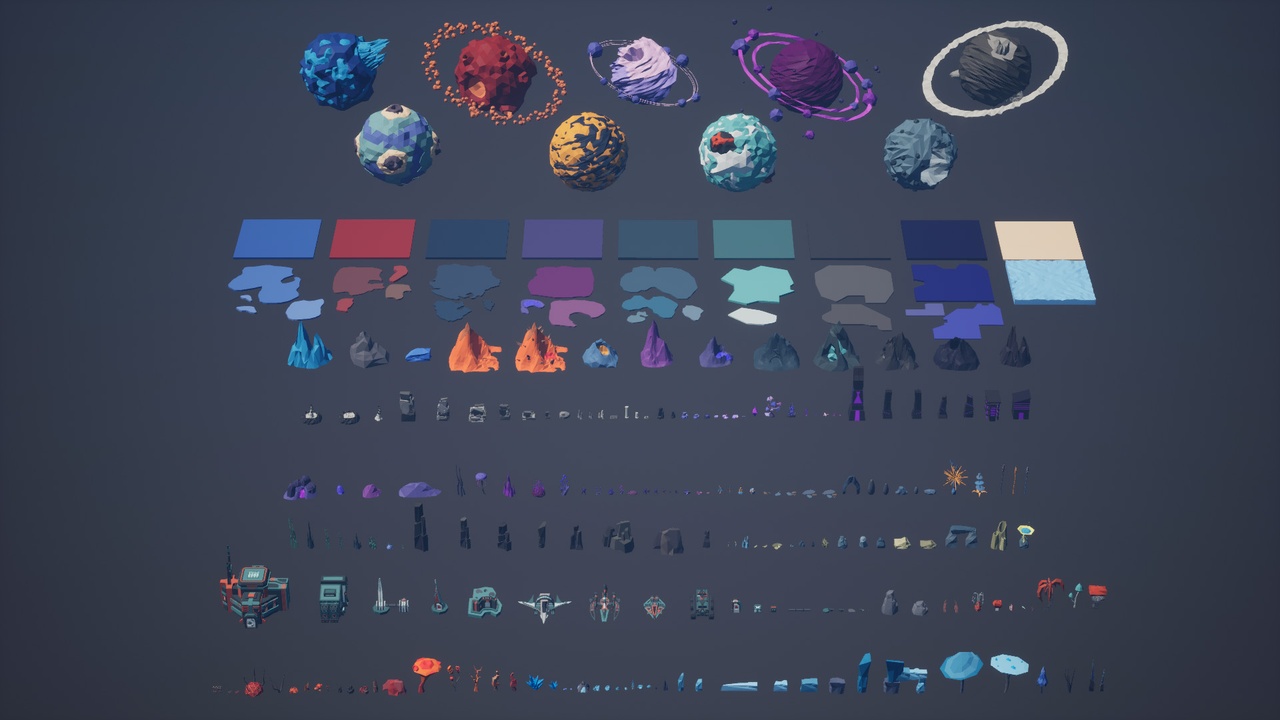 Media 1 for listing Low Poly Space Alien Worlds 3D Asset Pack