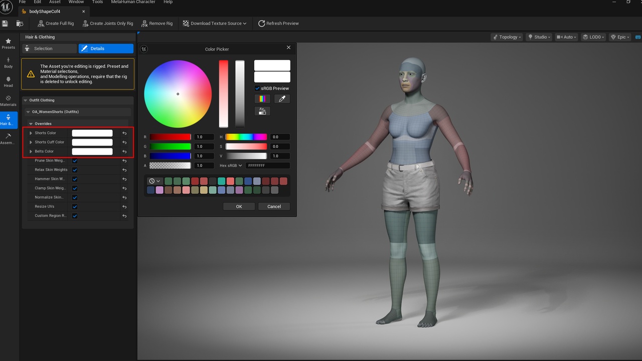 Media 1 for listing Women Fashion Cuffed Shorts - Metahuman Dress Pants - Parametric PBR Clothes