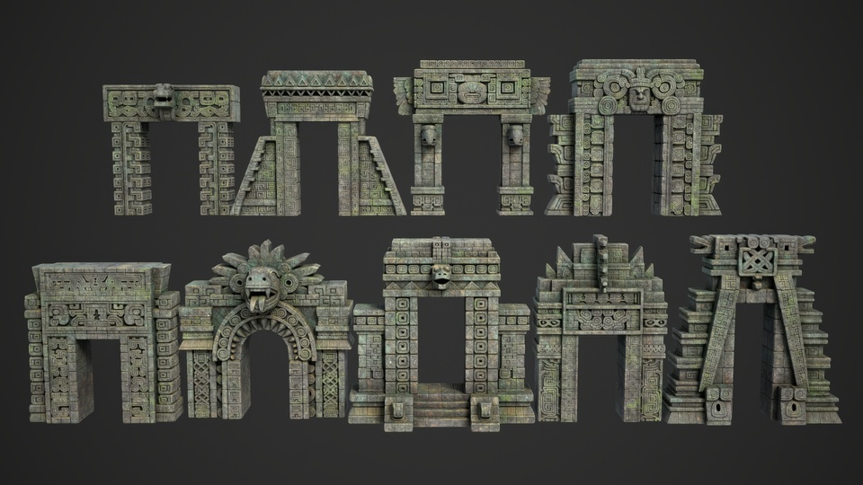 9 Mayan Temple Gates 3D Asset Pack 250812 | Fab