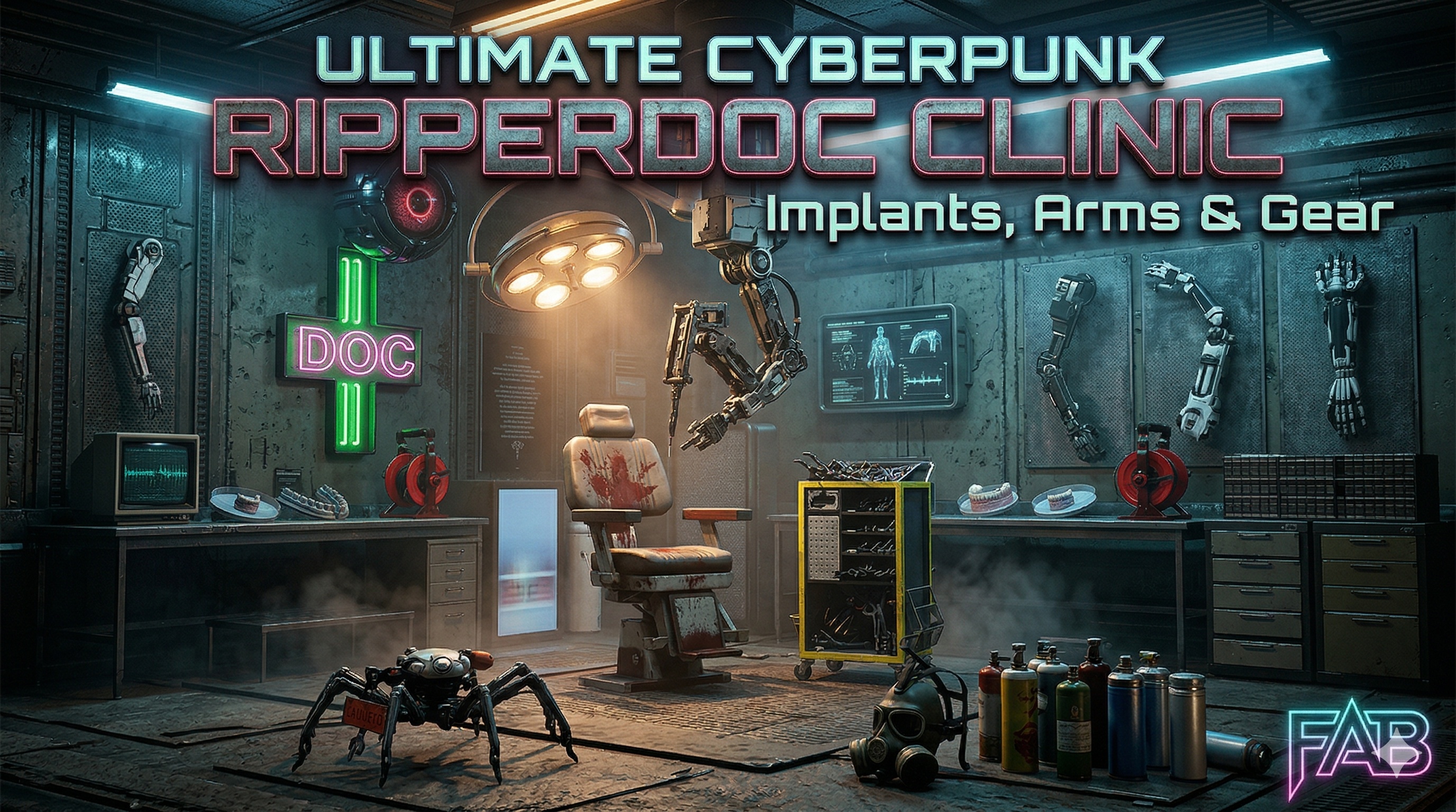 Rbg Ripperdoc Ultimate Cyberpunk Ripperdoc Clinic - Implants, Arms & Gear | Fab