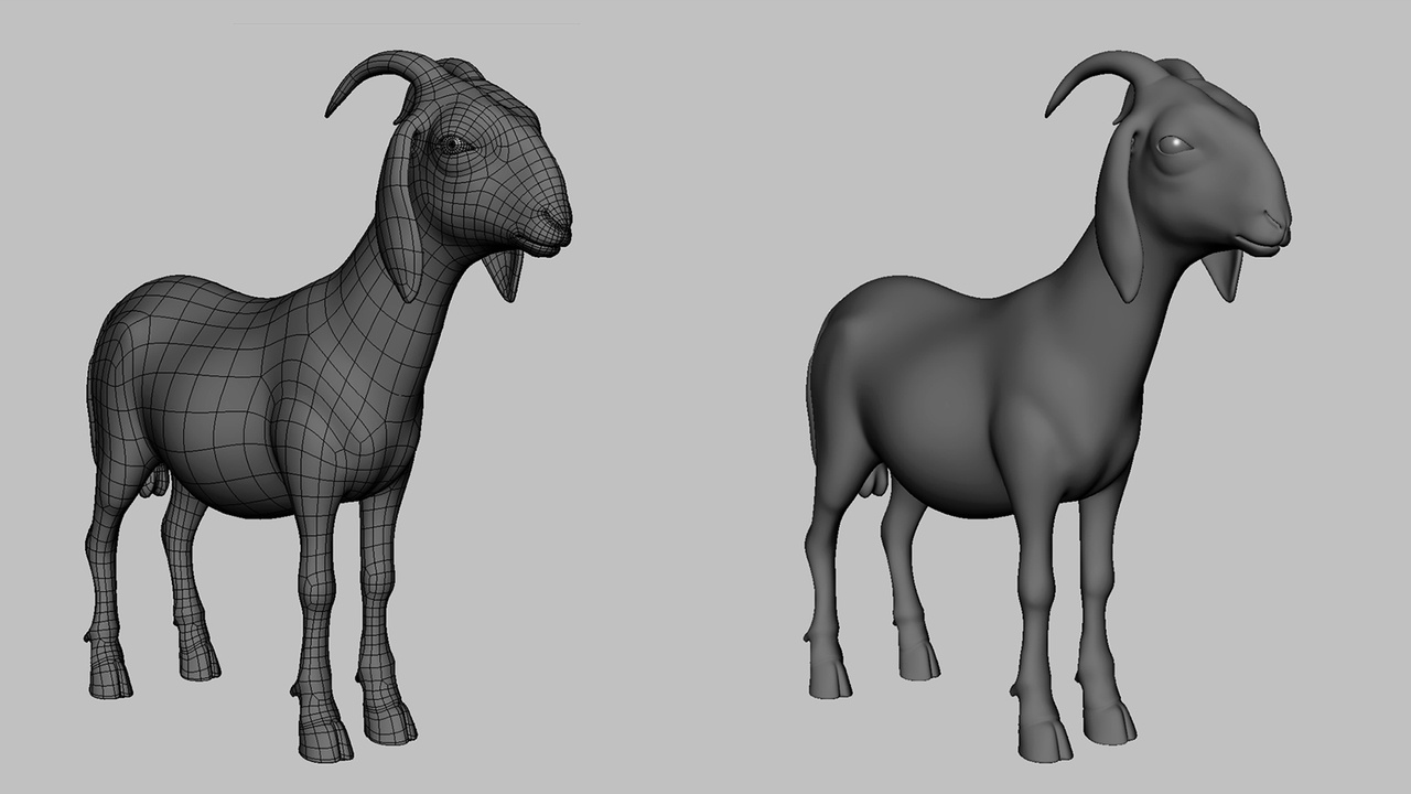 Media 1 for listing Goat  - Topology + UV Map