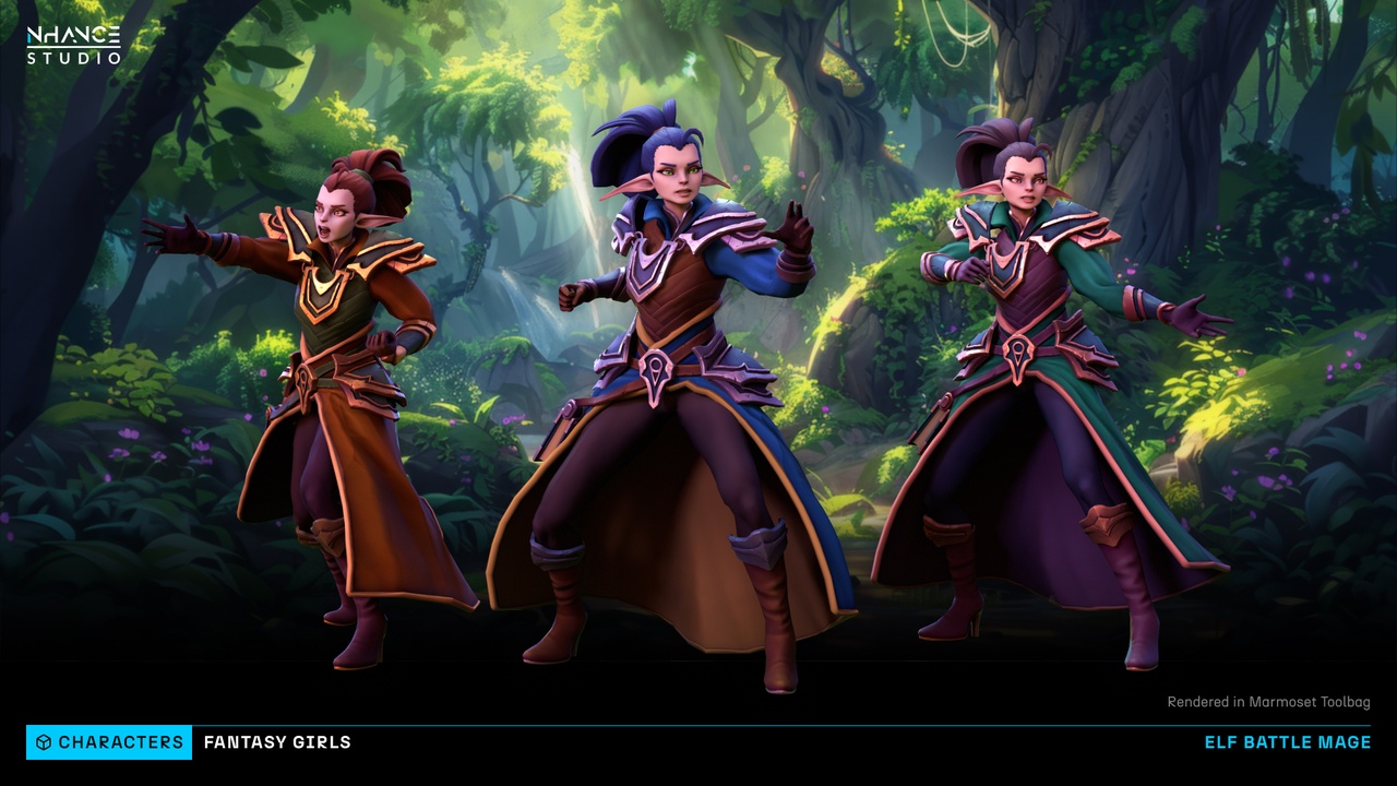 Media 1 for listing Stylized Fantasy Girls NPC Pack #3