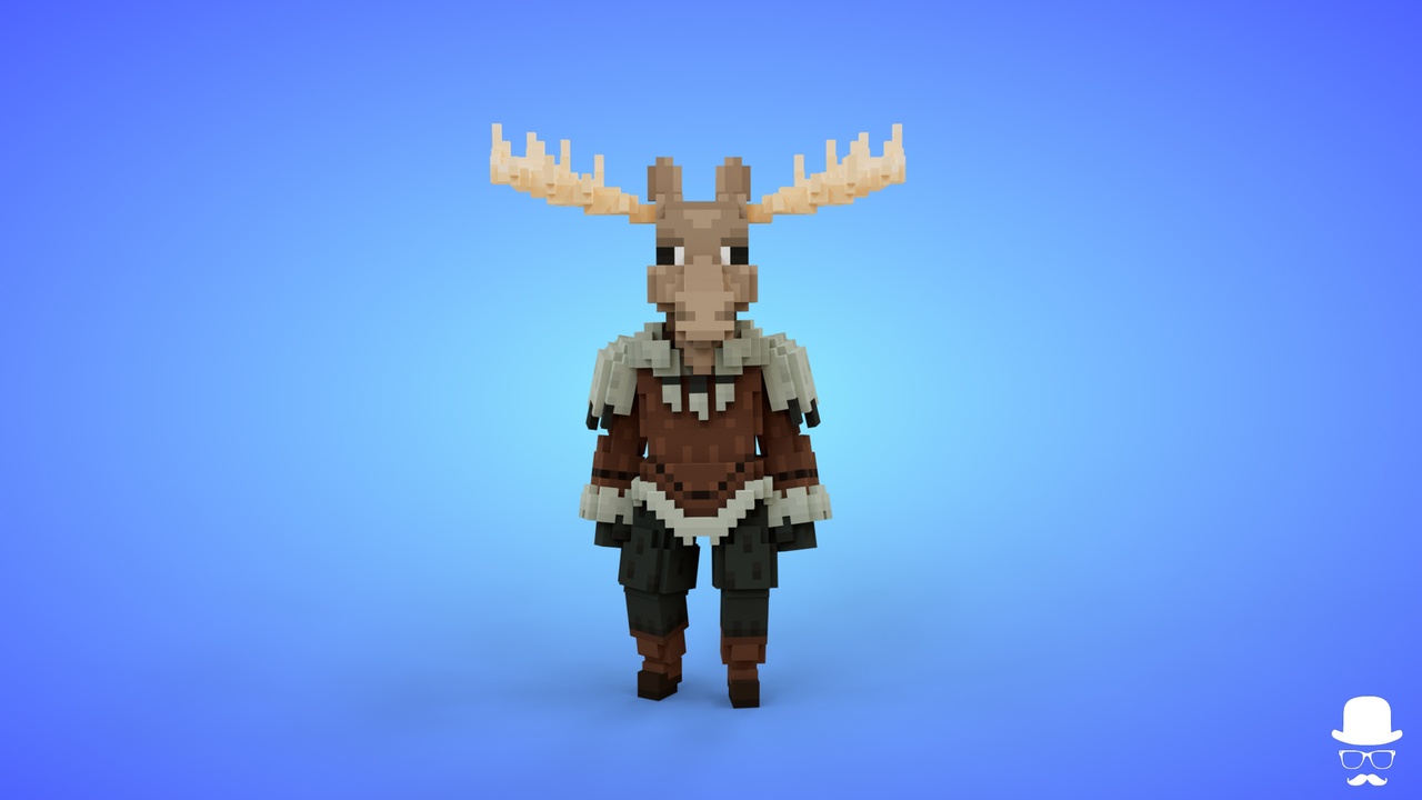 Media 1 for listing Moose Warrior Voxel Character - 3D Lowpoly Fantasy Creature