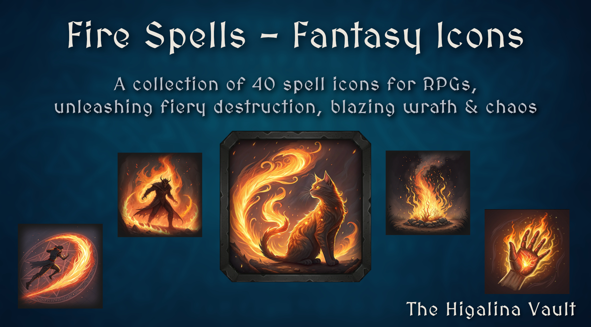Spells - Fire - 40 Fantasy Icons [512x512 HD] | Fab
