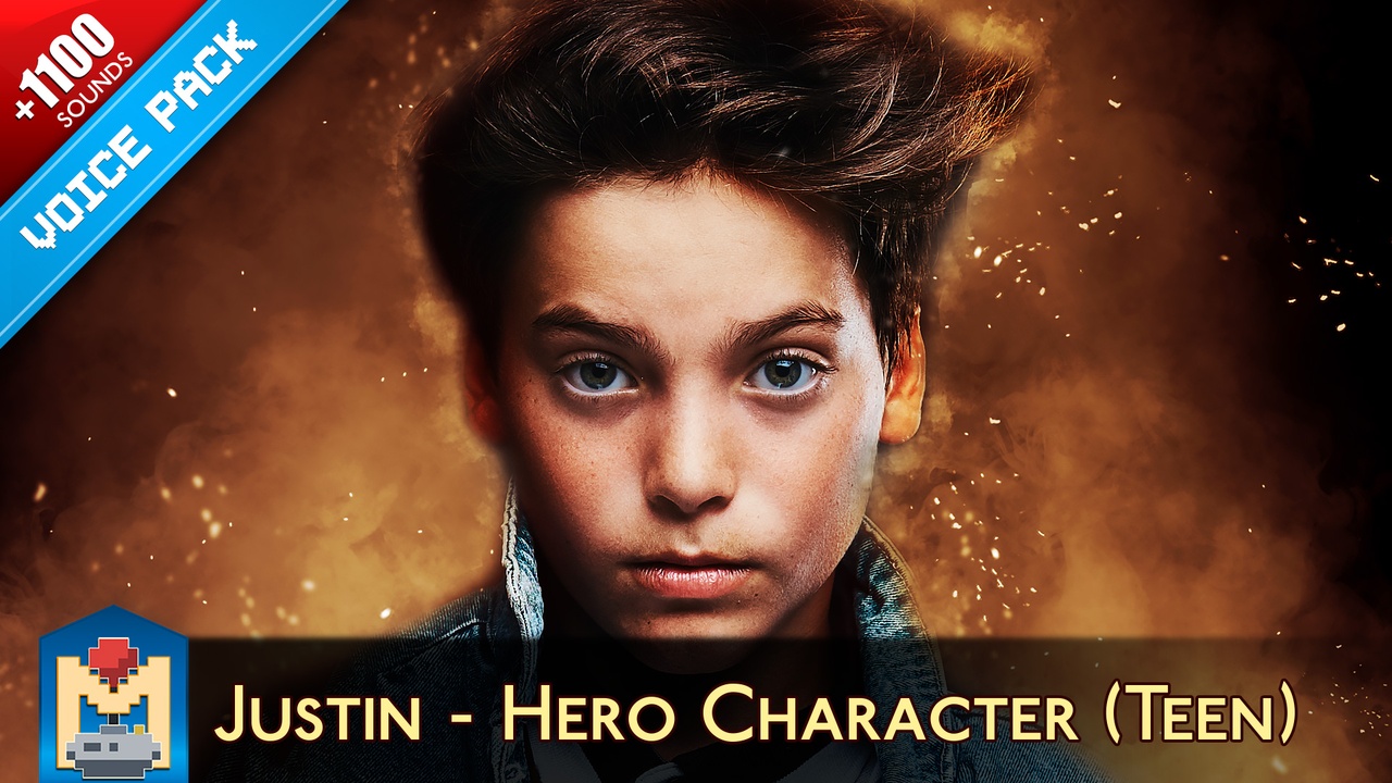 Justin - Teen Hero Character Voice Pack 제품 등록을 위한 미디어 1개