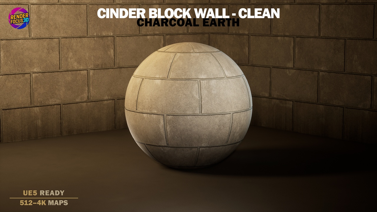 Media 1 for listing Cinder Block Wall – Clean Charcoal Earth