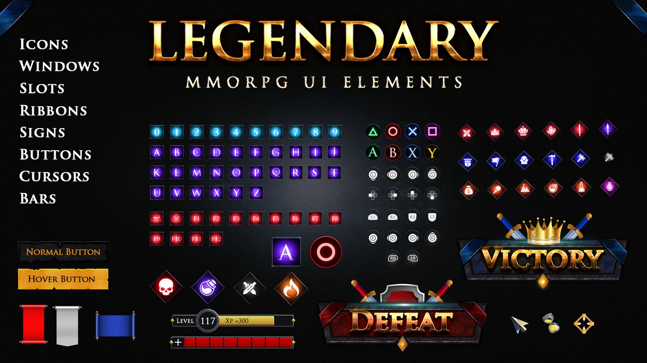 Media 1 for listing MMORPG Editable UI Elements Medieval Style + PSD Vectors