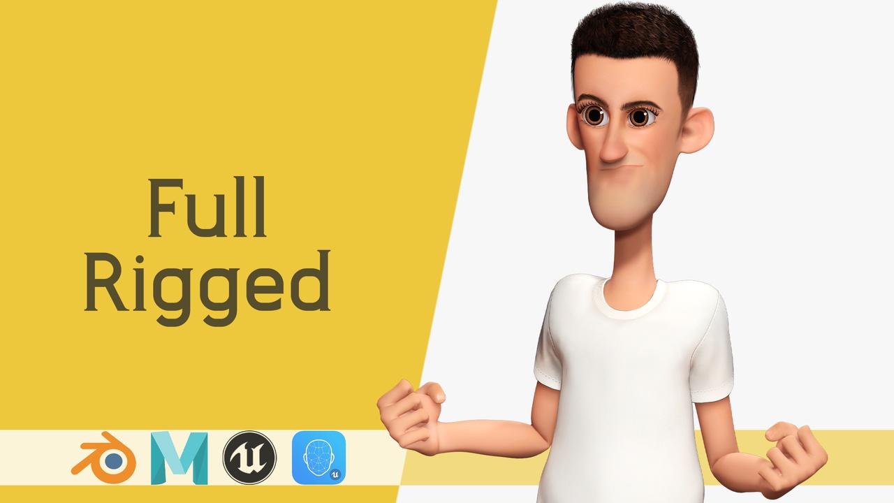 商品 Fun and Quirky Male Rigged Exaggerated Toon 3D Guy 的媒体 1