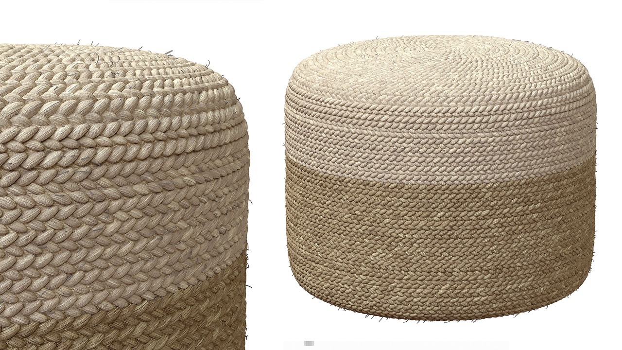 Media 1 for listing Home Decor Round Jute Pouf Bean Bag
