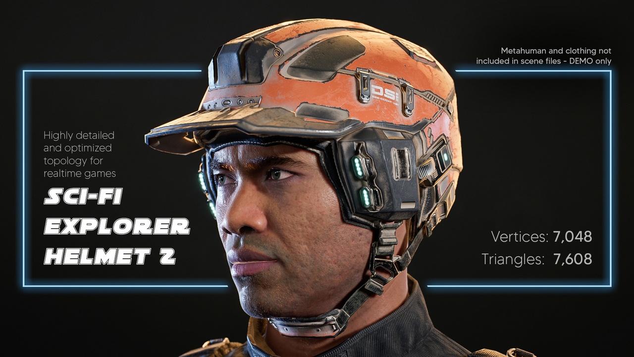 Media 1 for listing Sci-Fi Explorer Helmet 2- Low Poly, Game-Ready, Customizable