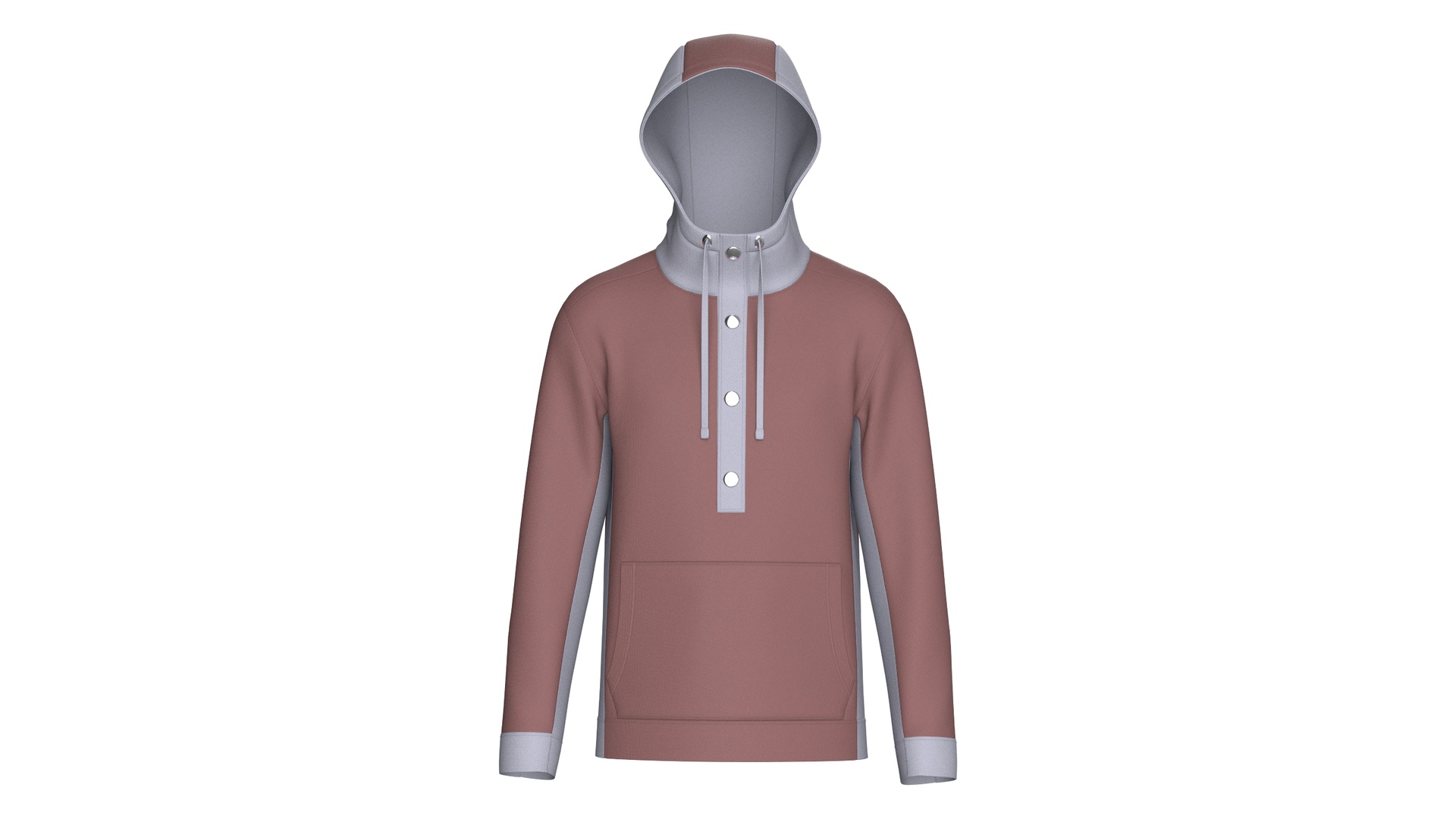 Media 1 for listing Men Button - Placket Hoodie With Pocket | High Poly