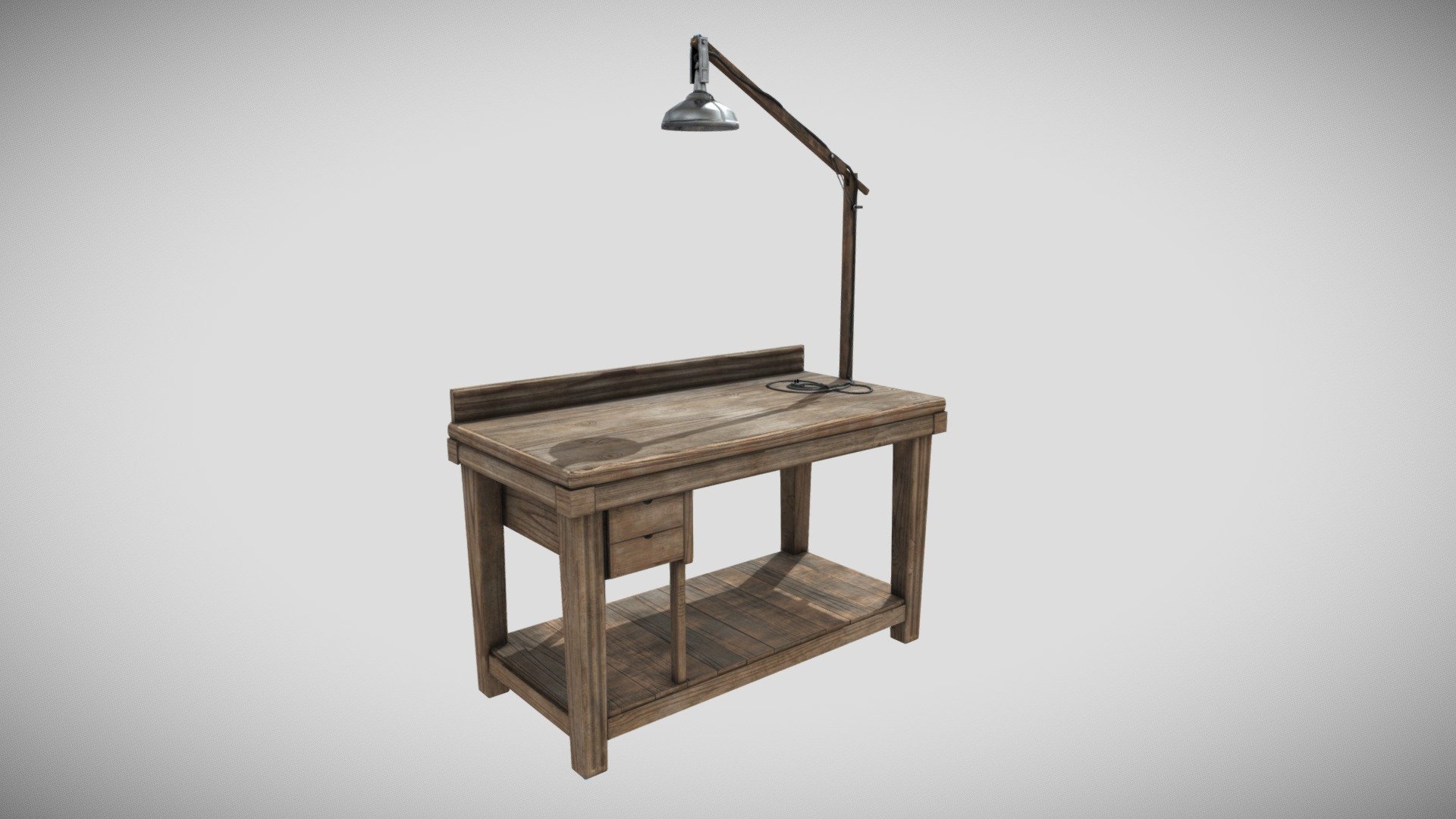 Wood Workbench with Lamp | Fab