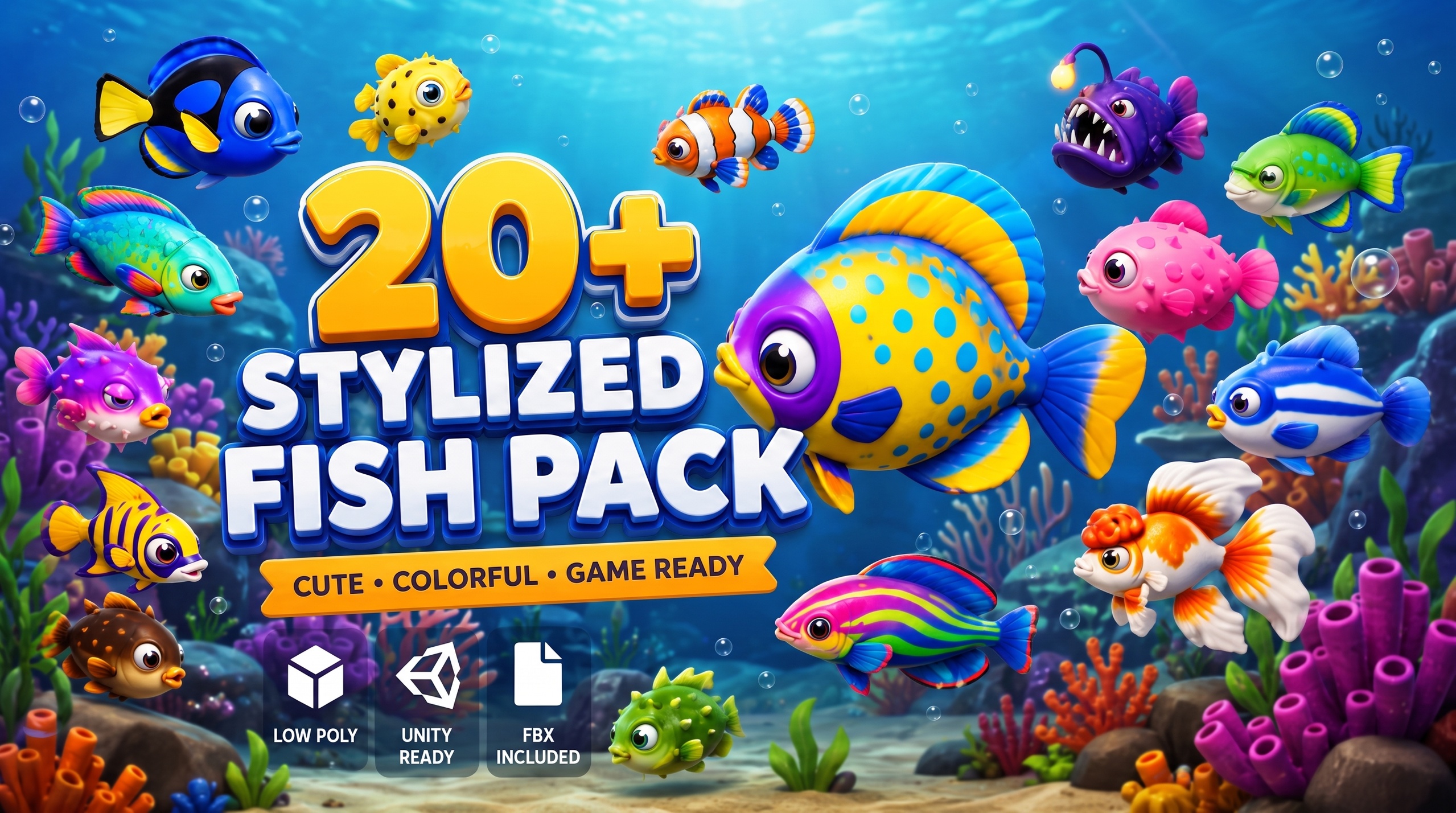 Media 1 for listing Low Poly Aquarium Fish Pack