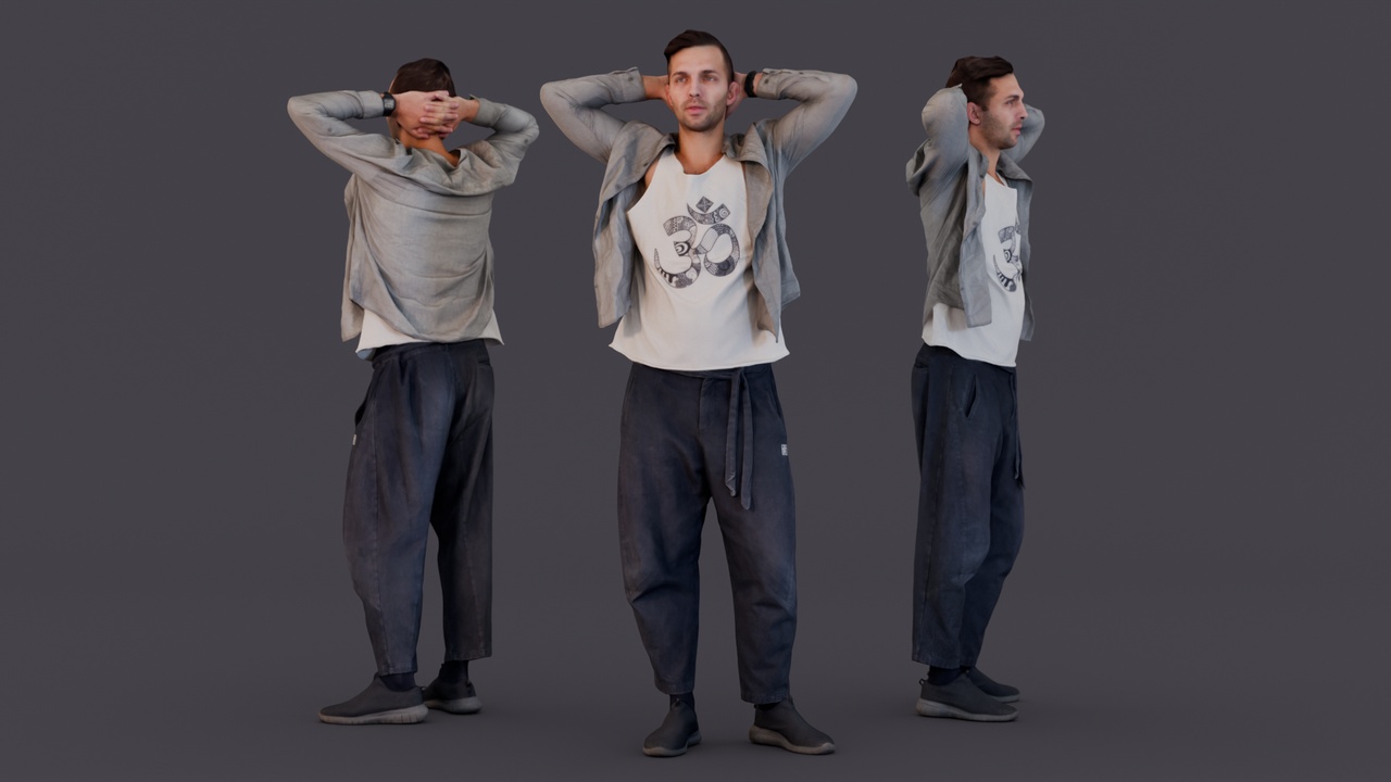 出品Relaxed Urban Guy – Casual Hands-Behind-Head Poseのメディア1