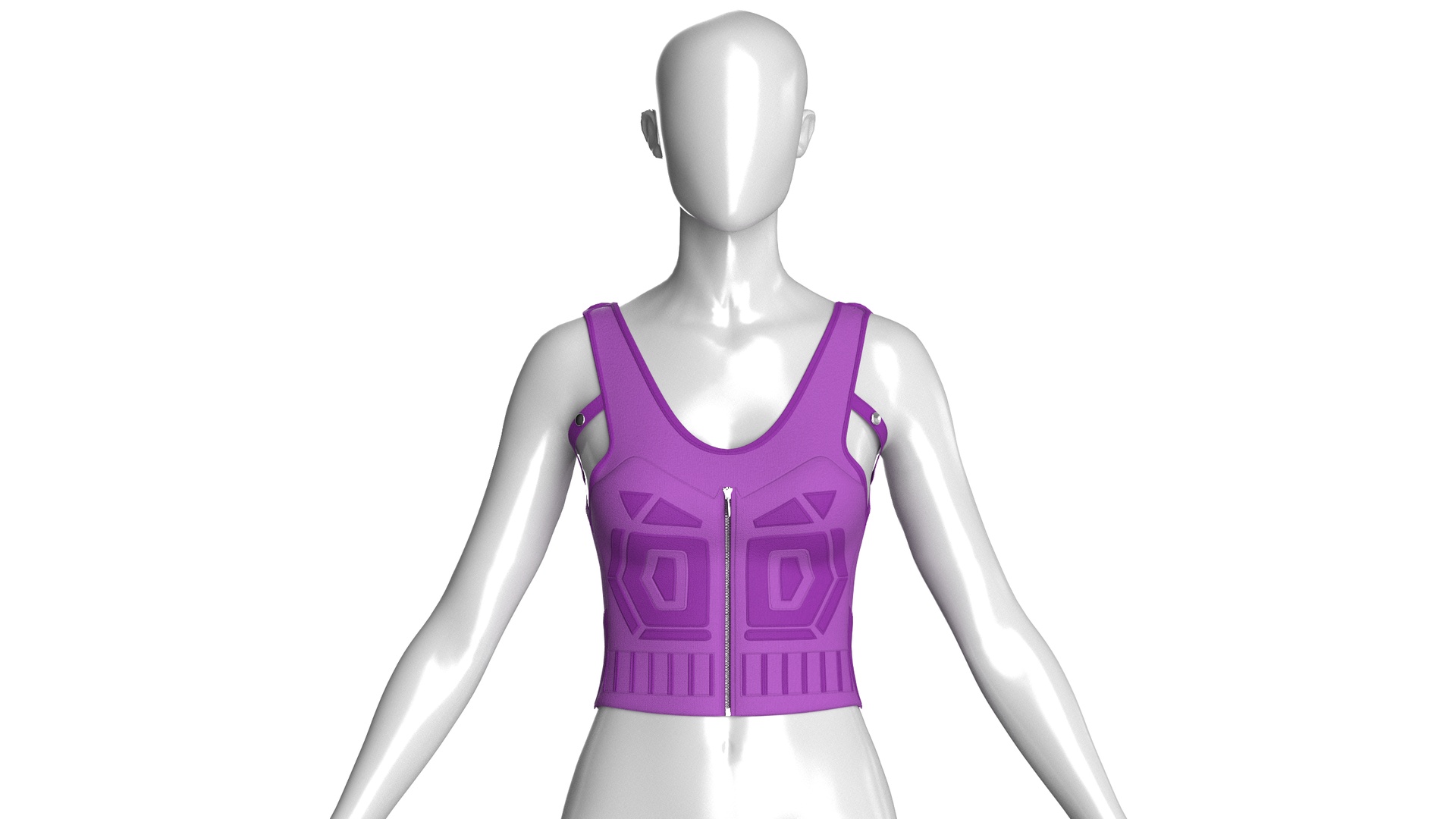 Media 1 for listing Girls Crop Top With Front Zipper | High Poly