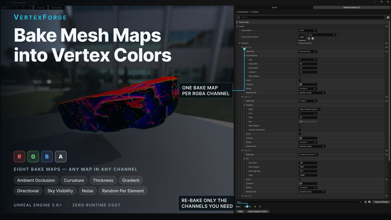 Media 1 for listing Vertex Forge - Bake Mesh maps into Vertex Colors ( Vertex Baker )