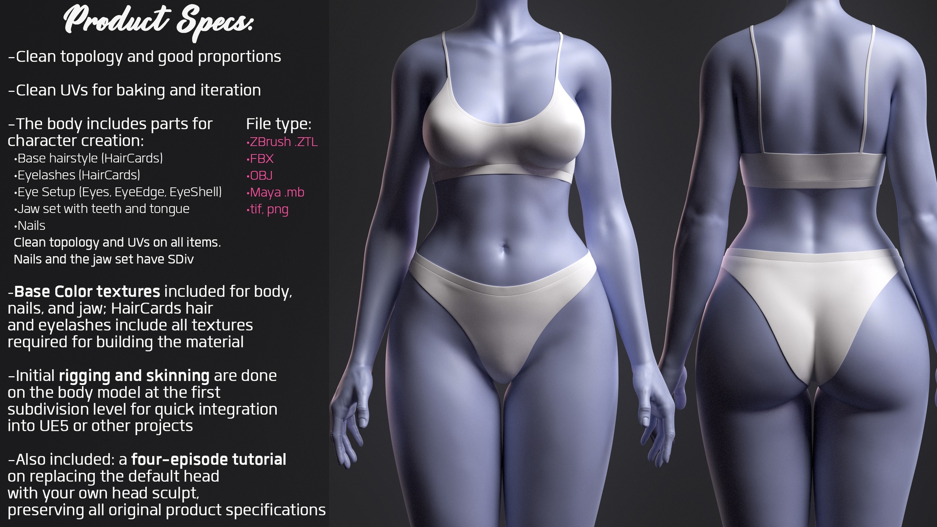 Media 1 for listing Advanced High Poly Female Basemesh - Body 01
