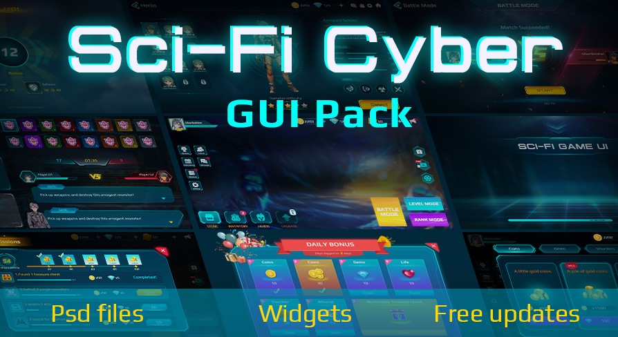 Cyber Gui Sci-Fi Cyber UI Pro-Cyan Theme | Fab