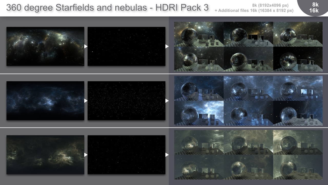 Media 1 for listing 360 degree HDRI full sphere panoramic starfields and nebulas - HDRI Pack 3