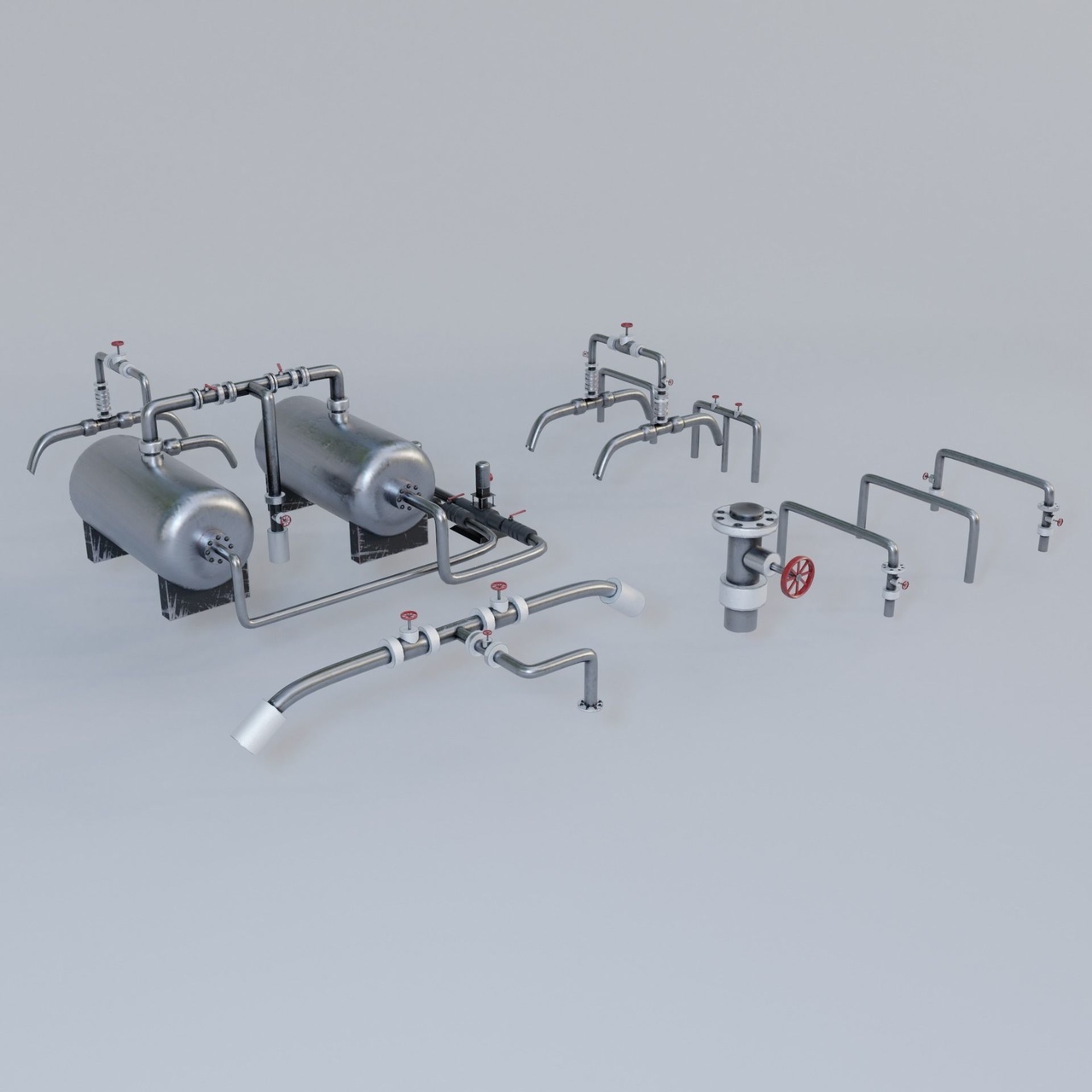 Industrial Pipes Assembly Pack Low-Poly 3D model | Fab